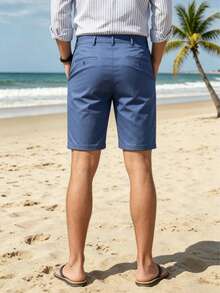 Quần short nam thời trang chơi golf, quần short ngoài trời thoáng khí, bền bỉ, đa năng, dài đến đầu gối, màu trơn. - Màu xanh lam - Xem 3