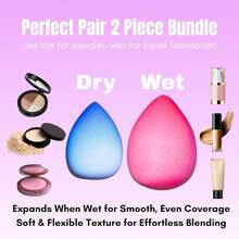 Gradient Makeup Sponge Set U2013 2 Soft Latex-Free Sponges For Foundation, Concealer &Amp; Powder U2013 Reusable, Expands When Wet - 白色 - 查看 6