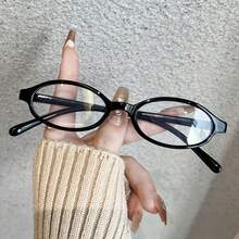 1副小巧时尚优雅复古Y2K风格装饰眼镜，个性Y2K美学无度数眼镜，轻盈简约设计，适合休闲和正式场合佩戴 - 彩色 - 查看 2
