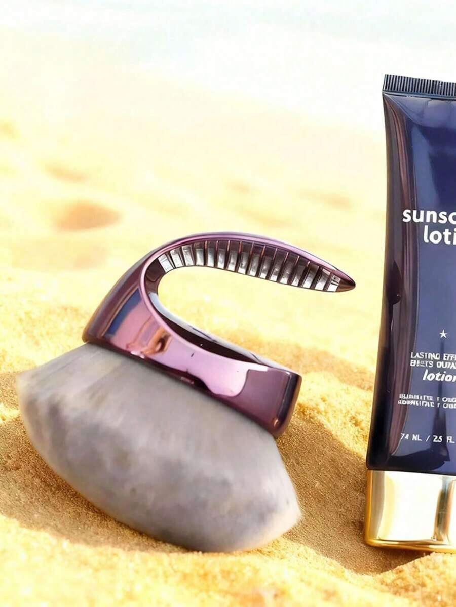1pc Beauty Mixed Soft Body Brush And Natural Bronzing Brush - For Body Makeup And Foundation Application - Natural Bronzing Mixer Applicator - Durable Vegan Bristles - Purple - View 1