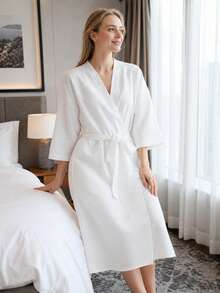 2件/3件装女士一次性浴袍、睡衣、和服,适合居家、旅行、酒店、便携式使用,浴室用品、沐浴用品、节日礼物 - 彩色 - 查看 4
