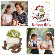 Cartoon Rocking Chair: Nordic Style Resin Planter, Cartoon & Creative Design - Suitable For Succulents, Flowers, Indoor/Outdoor Decor - Unique Gift For Plant Lovers - White - View 5
