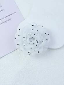 9cm Cute Polka Dot Organza Handmade Brooch, Suitable For Girls' Daily Outfit Decoration - Yarn Flower - View 5