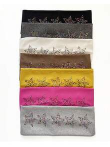 1pc Retro American Rhinestone Star Wide Elastic Headband, Fashionable Sports Headband For Women,Travel,Birthday - Multicolor - View 4
