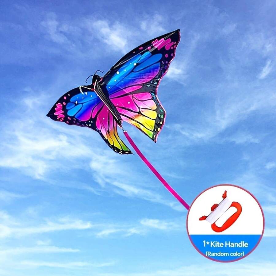 New Adult Kite, Colorful Butterfly Kite, Large Kite, Multi-Colored Kite With Flying Accessories, Outdoor Game Supplies - Blue and Pink Butterfly - View 1
