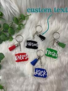 1pc Personalized Acrylic Round Keychain, Cute Keychain With Name, Creative Gift, Vinyl Keychain, Personalized, Unique, Customized, Gift For Him, Gift For Her - Multicolor - View 1