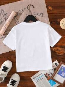Short-Sleeved T-Shirt With Round Neck And Hawaiian Floral And Letter Print For Girls, Casual And Modern Style, Ideal For Everyday Outings And Holidays, Hawaiian T-Shirt For The - 酒紅色 - 查看 2