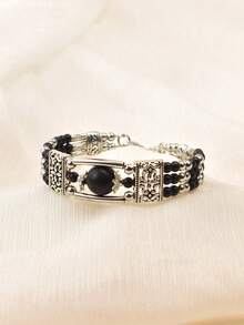 1 pieza Pulsera estilo bohemio clásico con turquesa - Nuevo negro - Ver 3