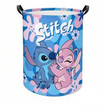 Giỏ đựng quần áo bẩn in hình Stitch & Angel của Disney, có thể gấp gọn, có tay cầm, thích hợp cho phòng giặt, phòng ngủ và nhà cửa. - Nhiều màu - Xem 2
