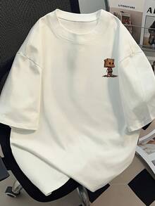 High-Density Pure Cotton Summer Casual Sports T-Shirt, American Style, New Fashion Brand, Round Neck And Short Sleeves, Urban Haute Couture Design. - 白色 - 查看 2