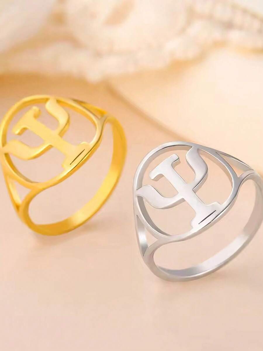 LIKGREAT Psychology PSI Symbol Rings For Men Women Stainless Steel Psychology Greek Alphabet Rings Amulets Jewelry Gifts - Π Series - View 1
