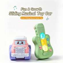 Baby Musical Guitar Construction Vehicle, Crawling Toy Car + Early Education Music Guitar 2-In-1, Infant Intellectual Development - Multicolor - View 8