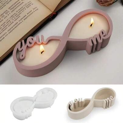1 pieza Molde de silicona en forma de corazón infinito "Tú y yo" para velas, molde en forma de nudo de amor para resina epoxi, yeso, hormigón, para manualidades de decoración del hogar, regalo romántico, artesanía, regalo para parejas en San Valentín, aniversario, inauguración de la casa