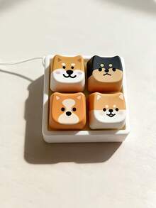 1 pieza Llavero rectangular con 4 teclas con diseño de perrito lindo que se puede presionar/hacer clic. Un regalo perfecto para familiares y amigos con un cordón para llavero - Multicolor - Ver 2