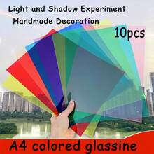 10 piezas de pegatinas decorativas hechas a mano de material transparente de PVC y vidrio de colores, tarjetas de clasificación redondas de tamaño A4 para manualidades DIY - Papel de colores - Ver 11