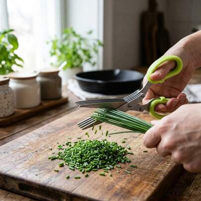 1 Pc Heavy-Duty Kitchen Scissors, 5-Layer Chive Cutter, Vegetable Shredding Scissors For Kelp And Daily Use