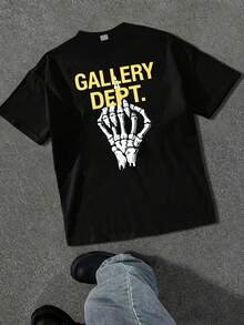 Mens Creative Black T Shirt And Shorts Set American Vintage Full Print Street Wear Essential Graphic Tee With Skeleton Hand And Gallery Deptt Text For Casual Outfits Urban Fashion Look,Vintage T Shirts,Polo,Graphic T Shirts,Graphic Tees,Traje De Hombre Elegante,Jerseys,Funny T Shirt,Funny Shirts,Sudaderas Para Hombre,Shorts De Hombre,Mens Clothes,Shorts,Men 2 Piece Set,Summer Clothes,Easter Outfits,Mens Clothes,Two Piece Set Women,Summer Outfits,Spring/Summer,Fashion T-Shirt, Loose Fit, Regular Fit,Shorts, Casual Shorts, Summer Shorts, Cotton Shorts, Athletic Shorts, Gym Shorts, Lounge Shorts, Beach Shorts,Daily Shorts,Spring Wear,Printed Tee Set,Drawstring Shorts,Sport Suit,Everyday Outfit - Black-top - 查看 1