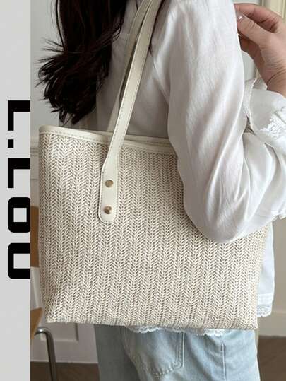 2026 New Arrival Fashionable Casual Personalized Women's Shoulder Bag, Minimalist Texture Unique Design Tote Bag, Spring