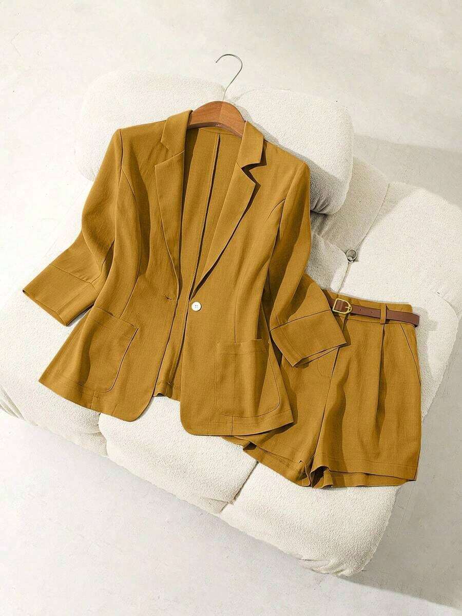Women Suit Sets - 黃色 - 查看 1