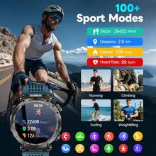 KENPANG Reloj inteligente con linterna LED dual, comprobación UV, llamada Bluetooth, frecuencia cardíaca, SpO2, notificación de aplicaciones, modos deportivos múltiples, brújula, resistente al agua IP68, rastreador de actividad física para Android e iOS - Ver 5