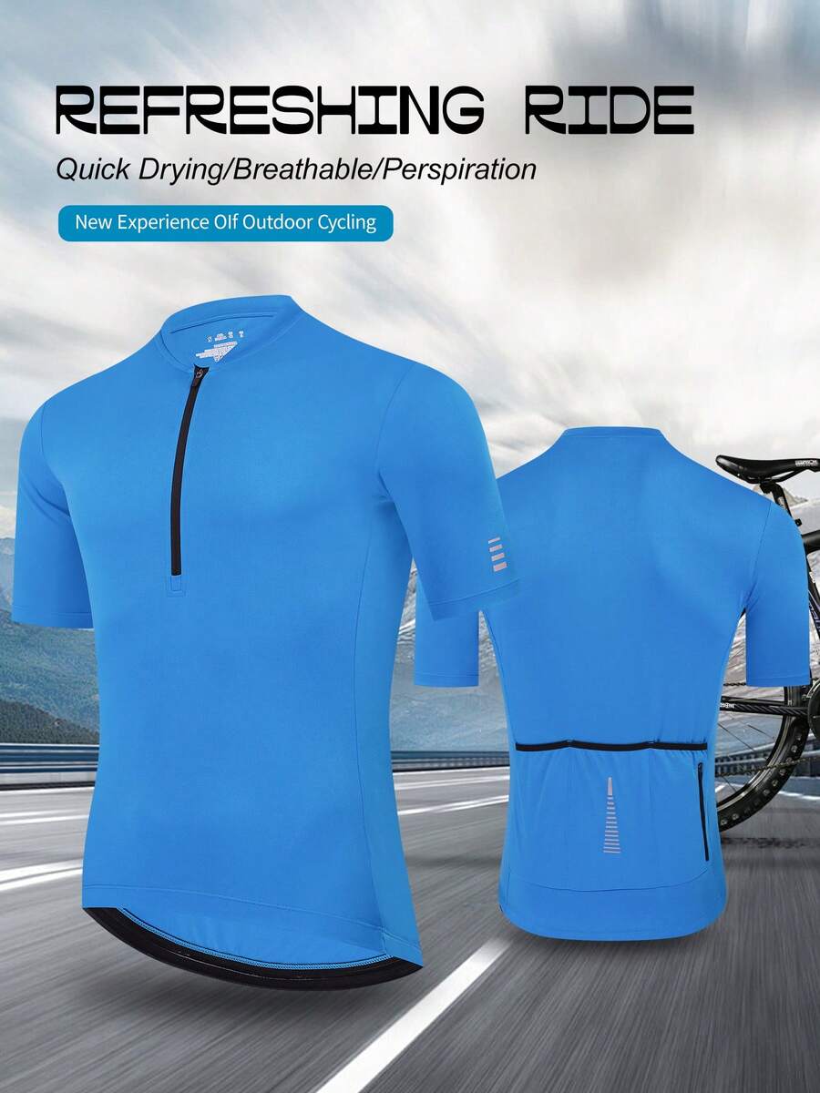 Men Loose Short Sleeve T-Shirt With Pocket, Stylish Design, Summer Essential, Easy To Match,Quick Drying And Breathable Sports - Blue - View 1
