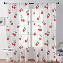 NOSBEI 2 piezas/1 pieza Cortinas pequeñas de cereza roja, tela opaca, cortinas de frutas lindas para la habitación de los niños y la habitación de invitados, 132 cm de ancho x 213 cm de largo - Multicolor - Ver 6