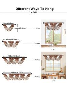1pc Chocolate Brown Ruffle, Minimalist Style Elegant Beaded Polyester Fiber Curtain, Suitable For Living Room And Bedroom Window Decor - Chocolate Brown - View 4