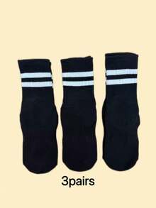 3双装女士四季瑜伽运动袜，款式随机，女士防滑过膝袜（带防滑纹理），女士纯棉芭蕾舞防滑过膝袜 - 彩色 - 查看 9