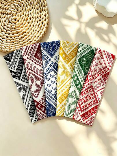 3pcs New Paisley & Cashew Flower Print Elastic Headbands, Suitable For Daily, Festival, Party, Fitness, Fashion Sports Hair Accessories, Holiday Gift