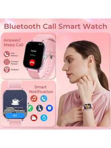 Reloj inteligente con batería de alta capacidad de 180mAh y pantalla HD de 1.83", llamadas inalámbricas, alertas de mensajes, pronóstico del tiempo, carátulas personalizables, correas de colores, estilo de moda, mejor regalo - Ver 2