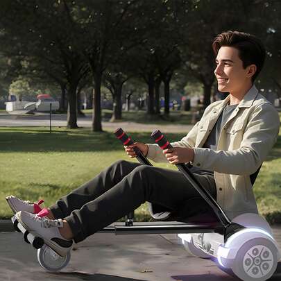 Hoverboard Seat Attachment, For 6.5" 8" 8.5" 10" Hoverboards,  Dual Shock Absorption System, Grips Control, Adjustable Frame Length And 270 LBS Or 220 LBS Load Capacity, Hover Board Go Karts Accessory