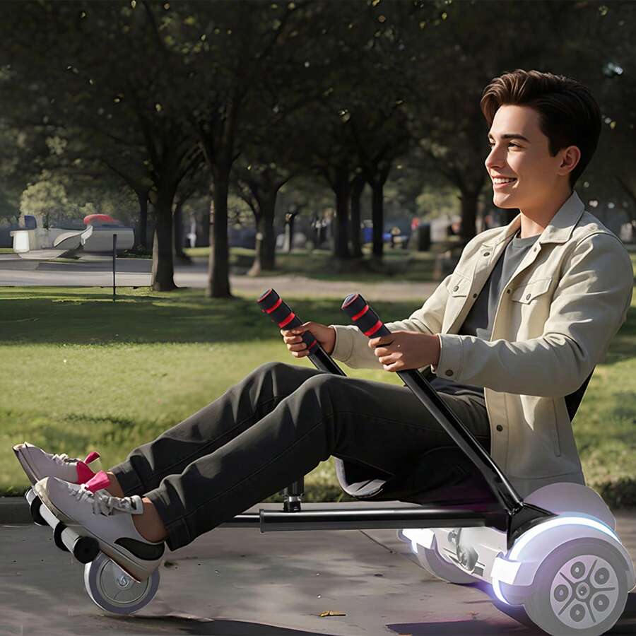Hoverboard Seat Attachment, For 6.5" 8" 8.5" 10" Hoverboards,  Dual Shock Absorption System, Grips Control, Adjustable Frame Length And 270 LBS Or 220 LBS Load Capacity, Hover Board Go Karts Accessory - 220lbs Load With 3.9in Wheel - View 1