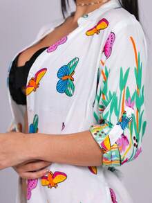 Chemise indiana Estampada De Mangas Longas - Branco - Visão 10
