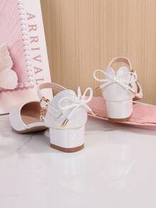 1 Pair Cute Bowknot Decor PU Sole Non-Slip Wear-Resistant Girls Party Shoes, Multiple Colors Suitable For Summer - White - View 4