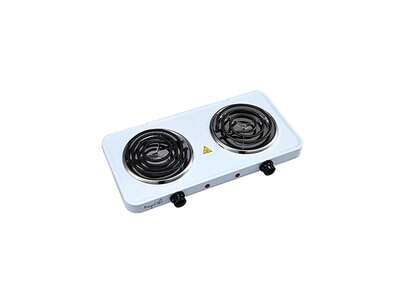  MegaChef Electric Easily Portable Ultra Lightweight Dual Coil Burner Cooktop Buffet Range MC-2012A-W White