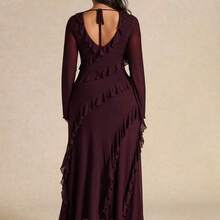 Plus Size Long Sleeve Dress, Romantic Sweet Ruffle Autumn Dress For Dating, Travel, Beach Outfit For Women,Dresses For Woman,Wedding Guest Dress Women,Plus Size Woman Dresses,Dresses For Ladies Summer,Party Dresses For Women,Cozy Fall & Winter Styles,Prom Dress,Winter Outfit For Women,Evening Dresses For Women,Plus Size Women Clothes,Formal Dress,Valentine's Day,Valentine Outfits For Women - verde menta - Ver 3