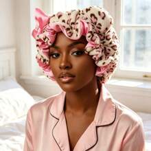 New Leopard Plush Cat Ear Headband, Bow Fluffy Hairband, Quick Dry Shower Cap, Soft Sleeping Hat For Women Men - Baby Pink - View 5