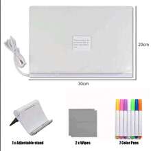 Message Board Light Up Acrylic Drawing Pad With 7 Colour Pens Stand - A - View 3
