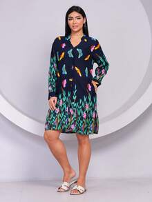 Printed  Long-Sleeved Shirt - Blue - View 3