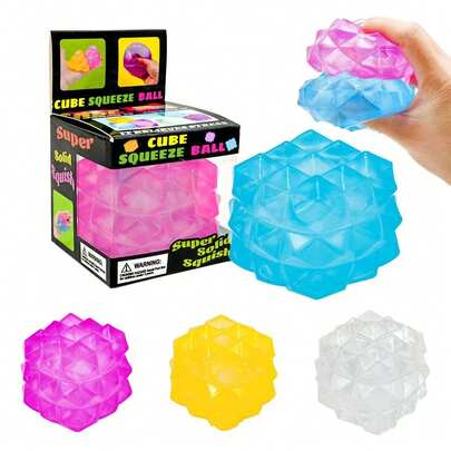 Schylling 1 quả bóng bóp mềm hình khối kim cương pha lê, đồ chơi bóp giảm căng thẳng bằng gel, đồ chơi cảm giác giảm lo âu siêu mềm mại - Đồ chơi giảm căng thẳng với kết cấu kim cương pha lê, bóng giảm căng thẳng cảm giác đàn hồi chậm giúp giảm lo âu, nhiều màu sắc