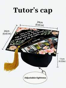 Customized Movie Film Photo Graduation Cap, Personalized Graduation Cap Decoration, Customizable Text Graduation Cap, Floral Pattern Graduation Cap Decoration Made Of Paper Material, One-Piece Design, Floral Print, Movie Film Photo Layout Suitable For Graduates, High School Graduates, College Graduates, Class Of 2026, For Students' Family Graduation Ceremony - Black - View 10