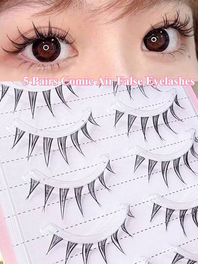 Lvcheryl 5 cặp mi giả kiểu Manga, mi giả cổ tích, mi giả truyện tranh Nhật Bản, với đôi mắt sắc nét, mi giả thoải mái, nhẹ nhàng và tự nhiên, phù hợp cho trang điểm hàng ngày.