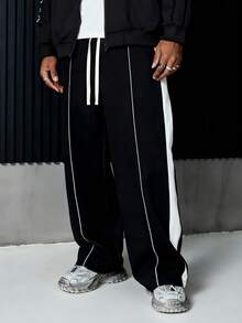 Modcrash Men's Casual Retro Banknote Print Sweatpants - Black - View 3
