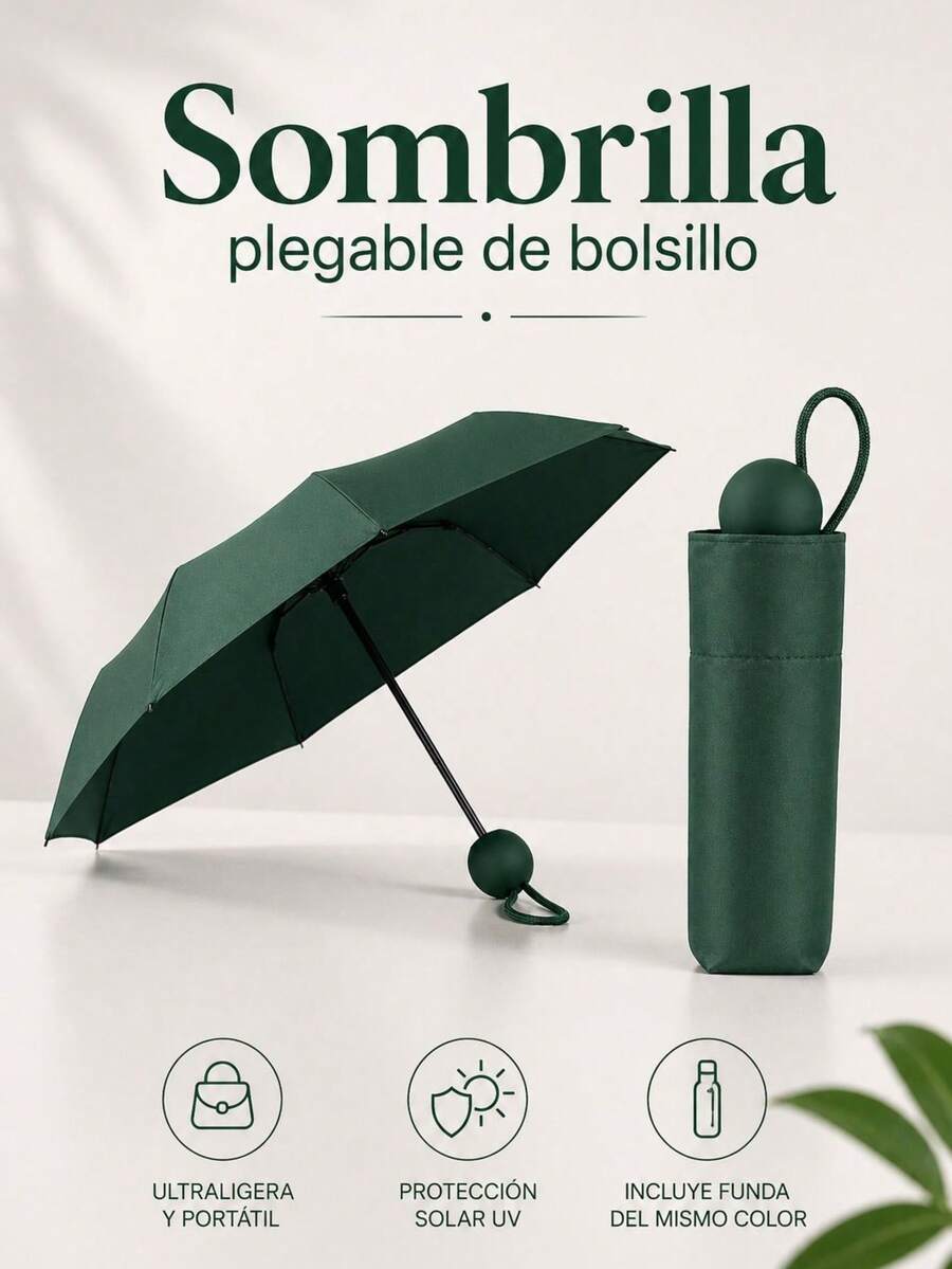 Mini Capsule Umbrella Pocket Portable Folding Umbrella Business 19 Inch - Green - View 1