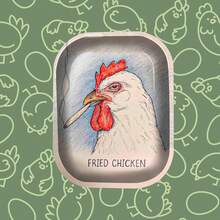 Fried Chicken Tobacco Rolling Tray - 7" X 5" Cigarette Smoking Accessories Trays For Men And Women - Unique Funny Cool Unisex Metal Design Raw Tobacco Small Roller Plate - 白色 - 查看 2