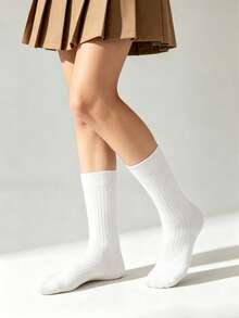 3 đôi tất unisex màu đen trắng xám kẻ sọc dọc, kiểu dáng cổ điển dễ phối đồ, đa năng cho mùa xuân, hè, thu, đi chơi, đi làm, học sinh, phong cách tối giản châu Âu và Mỹ. - Nhiều màu - Xem 2