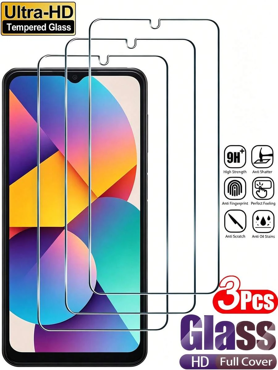 Shockproof Android Phone Screen Protector 3pcs Ultra HD Tempered Glass Film 9H Hardness Full Coverage Explosion-Proof, Scratch Resistant Phone Screen Protector Compatible With Samsung Galaxy S26 Ultra S25 S24 S23 FE S22 A57 A56 A55 A36 A37 A35 A34 A33 A32 A17 A07 A06 A16 A26 4G 5G No Bubble Automatic Adsorption Easy To Install Protective Film [The S Series Does Not Support Fingerprint Recognition] International Version, Non Local Version Mother's Day Gift Birthday Celebration