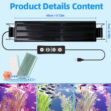 黑色多尺寸水族箱LED灯，带智能定时器，6500K色温，3种调光模式，适用于淡水/海水鱼缸、珊瑚礁和植物照明系统（包含2个清洁刷） - 查看 15