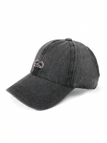 1 pieza Gorra de béisbol de mezclilla gris oscuro desgastada, gorra ajustable con bordado de letra deshilachada, accesorio casual lavado vintage para protección solar al aire libre y para ir al trabajo - gorra de béisbol - View 3