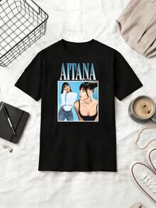 Spanish Singer  Ocaña Blue Tone Retro Collage Fan Cotton Summer Short Sleeve T-Shirt - Black - View 6